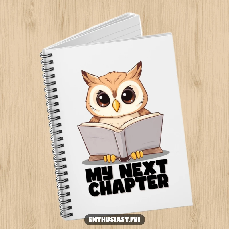Funny owl reading notebook features a wise owl engrossed in a book, perfect for jotting down smart ideas.