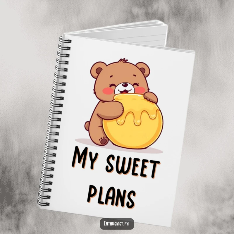 Funny Bear Notebook: An enthusiastic bear hugs a honey pot, inspiring note-taking and creative journaling, a brilliant funny gift.