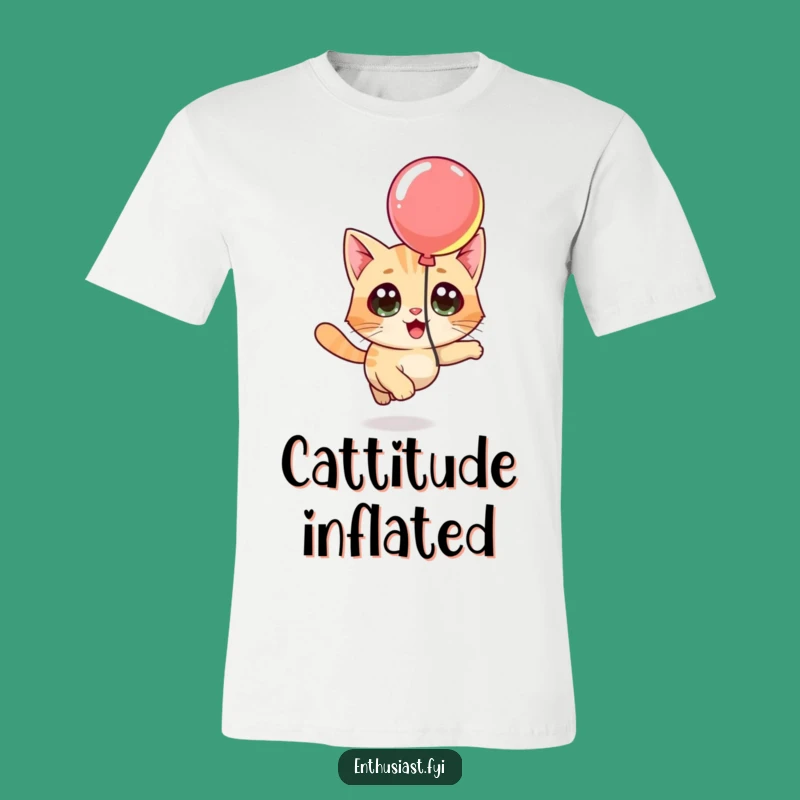 Funny Cat Balloon T-Shirt: Curious Character's Chase, Whimsical Apparel for Felines Fans