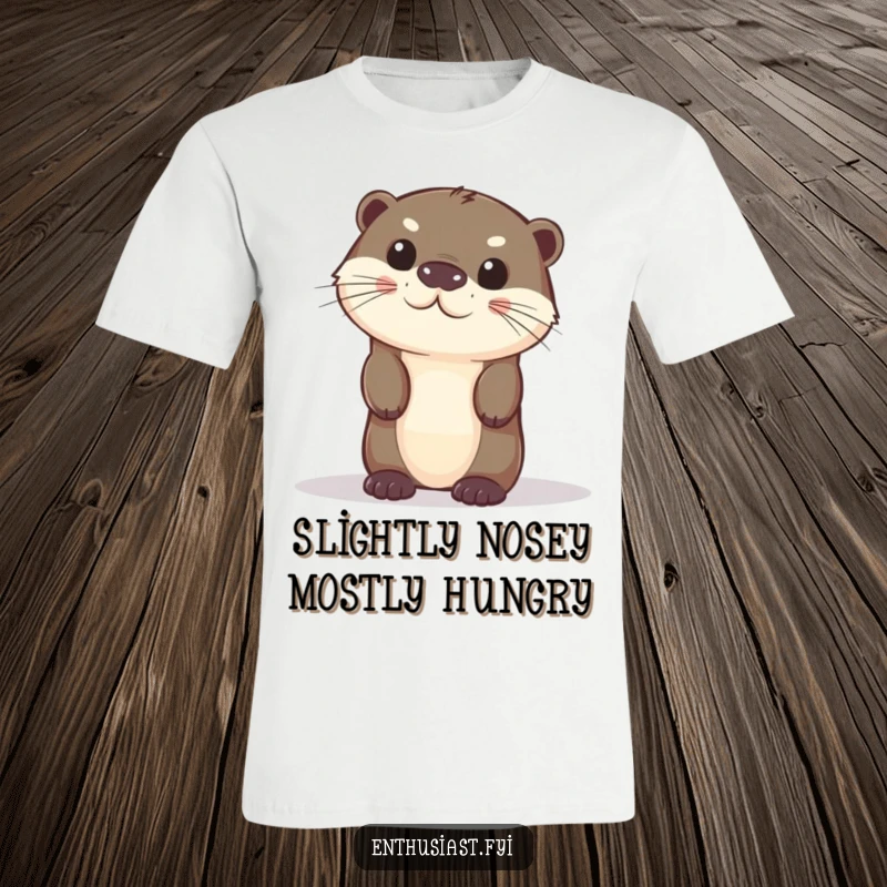 Funny otter t-shirt featuring a curious character peeking out playfully from behind an object. Great funny gift.