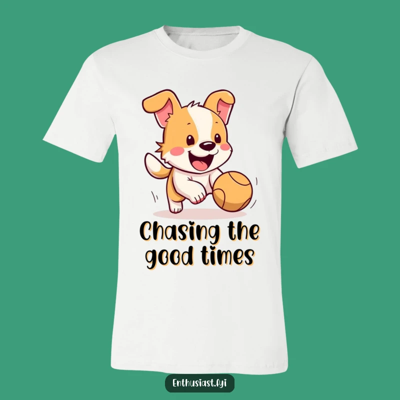 Funny Dog T-Shirt: Energetic Pup Chasing Ball, Ideal Funny Gift for Owners