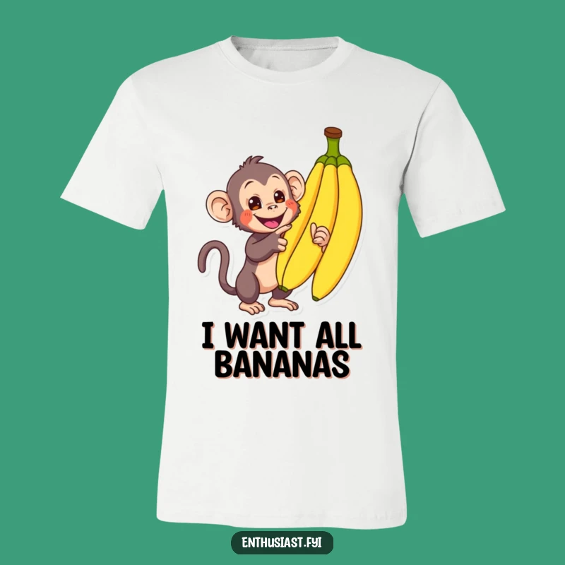 Funny Monkey Banana Tee: Enthusiastic Primate Snack T-Shirt Gift