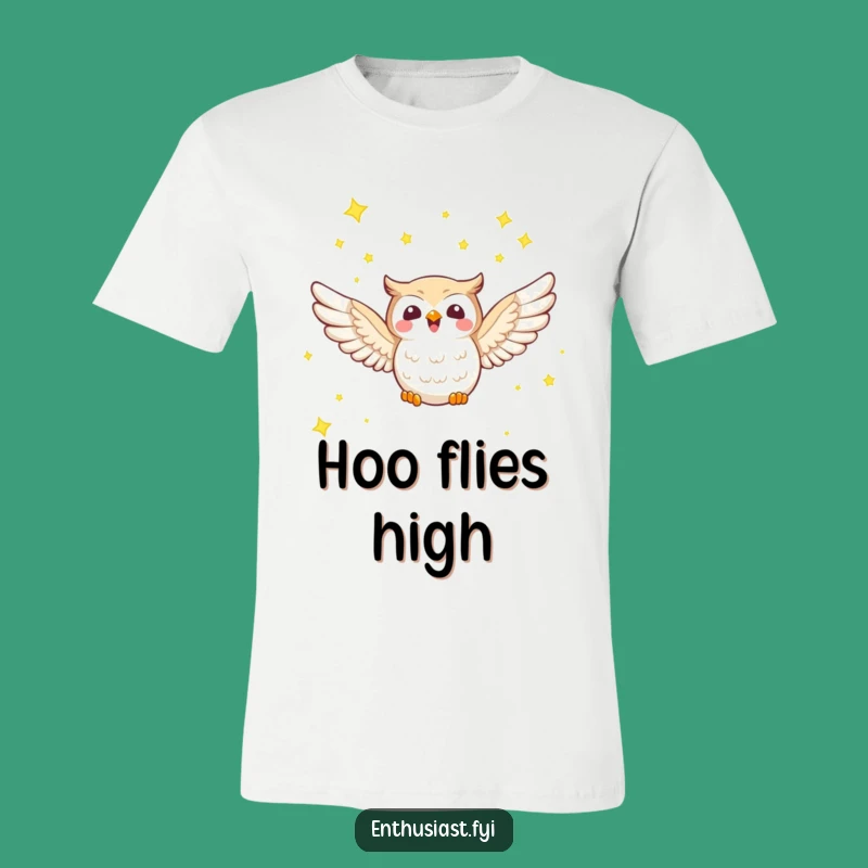 Funny Owl Stars T-Shirt: Joyful Character's Flight, Whimsical Apparel for Dreamers