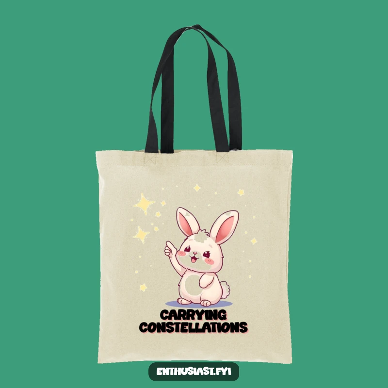 Funny Bunny Stargazing Tote Bag: Carry Your Dreams With This Cosmic Buddy