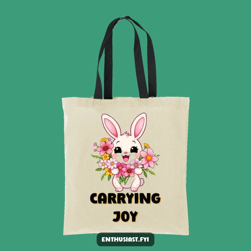 Funny Rabbit Flower Tote Bag: Carry Happiness and Blooms with this Charming Bag