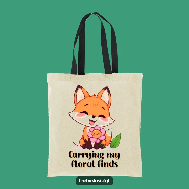 Funny Fox Flower Sniff Tote Bag: Big Grin, Eco-Friendly, Joyful Gift Accessory