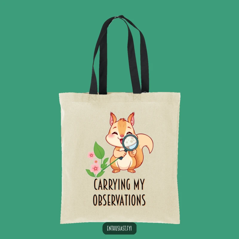 Funny Squirrel Magnifying Flower Tote Bag - Eco-Chic Humorous Carryall