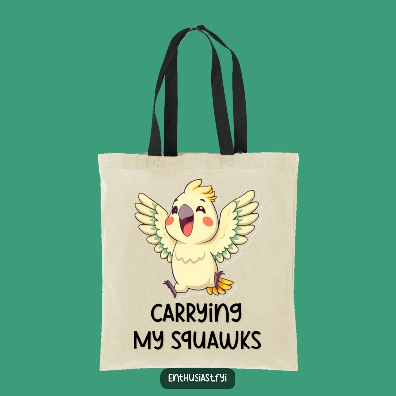 Funny Parrot Squawk Tote Bag: Enthusiastic Avian Carry-All Gift