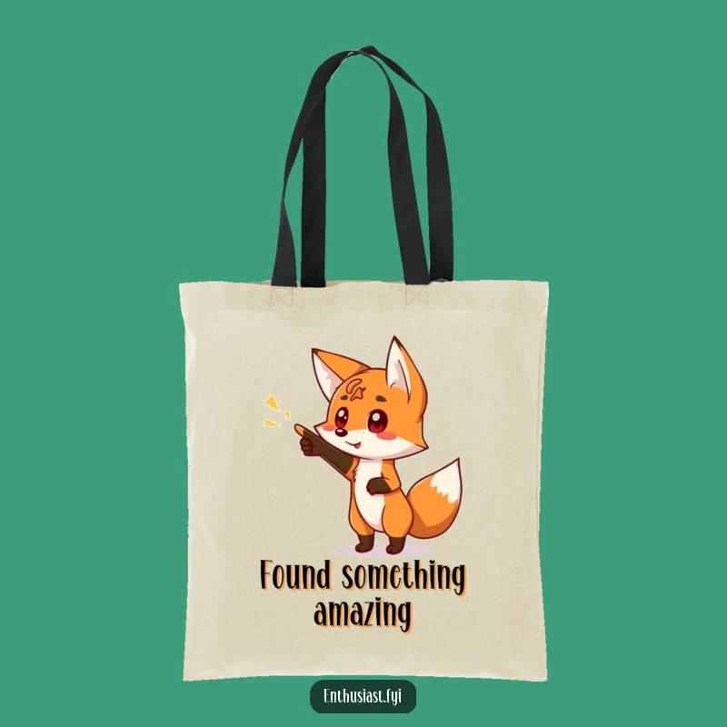 Funny Fox Curiosity Tote Bag: Pointing at Sign Bag Gift