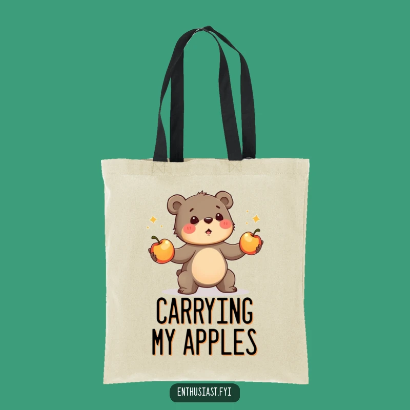 Funny Bear Cub Tote Bag - Apple Juggler Bag - Perfect Funny Gift!