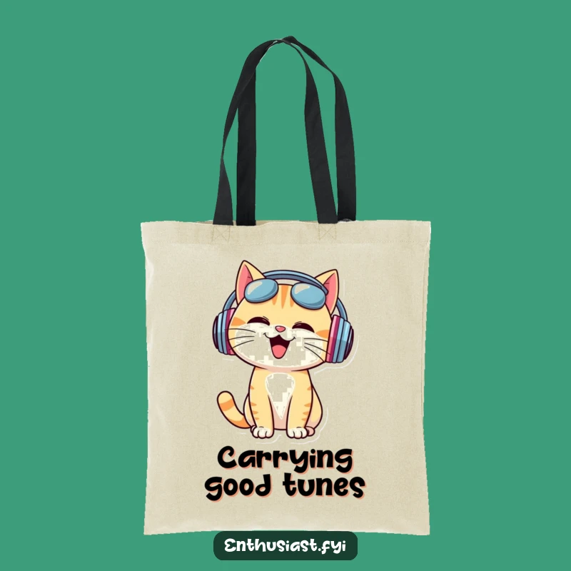 Funny Cat DJ Tote Bag - Carry Your Beats Everywhere!