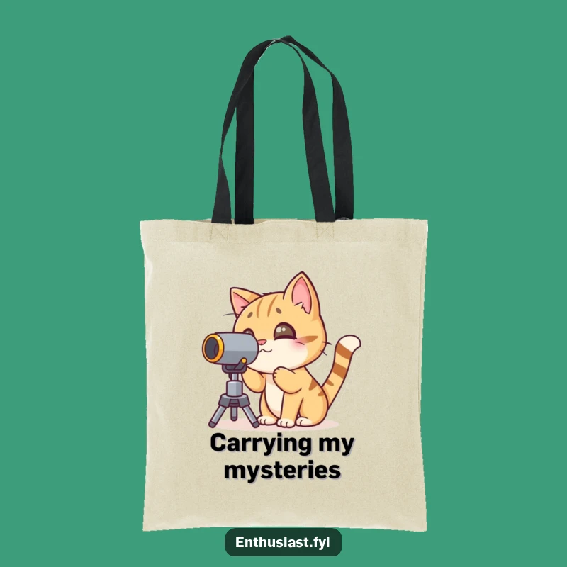 Funny Cat Telescope Tote Bag: Carry Your Discoveries with Feline Flair!