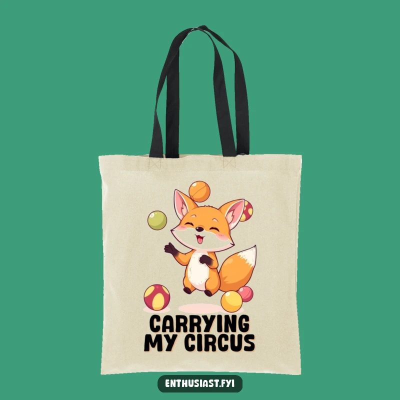 Funny Fox Juggling Tote Bag: Carry Your Essentials with Circus-Inspired Style