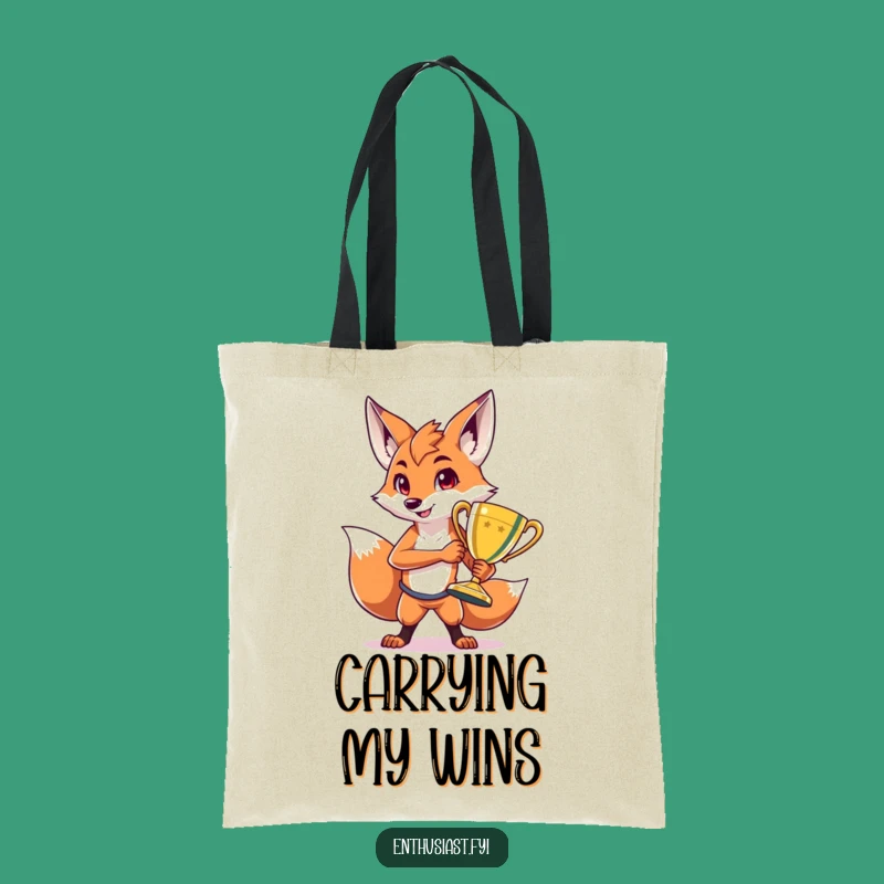 Funny Fox Trophy Tote Bag: Carry Your Wins in Style with this Hilarious Everyday Bag