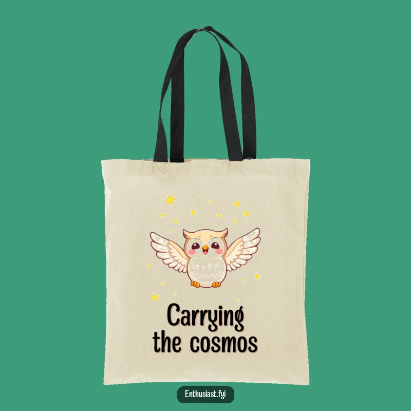 Funny Owl Stars Tote Bag: Character's Celestial Carry-All, Stylish Accessory for Dreamers