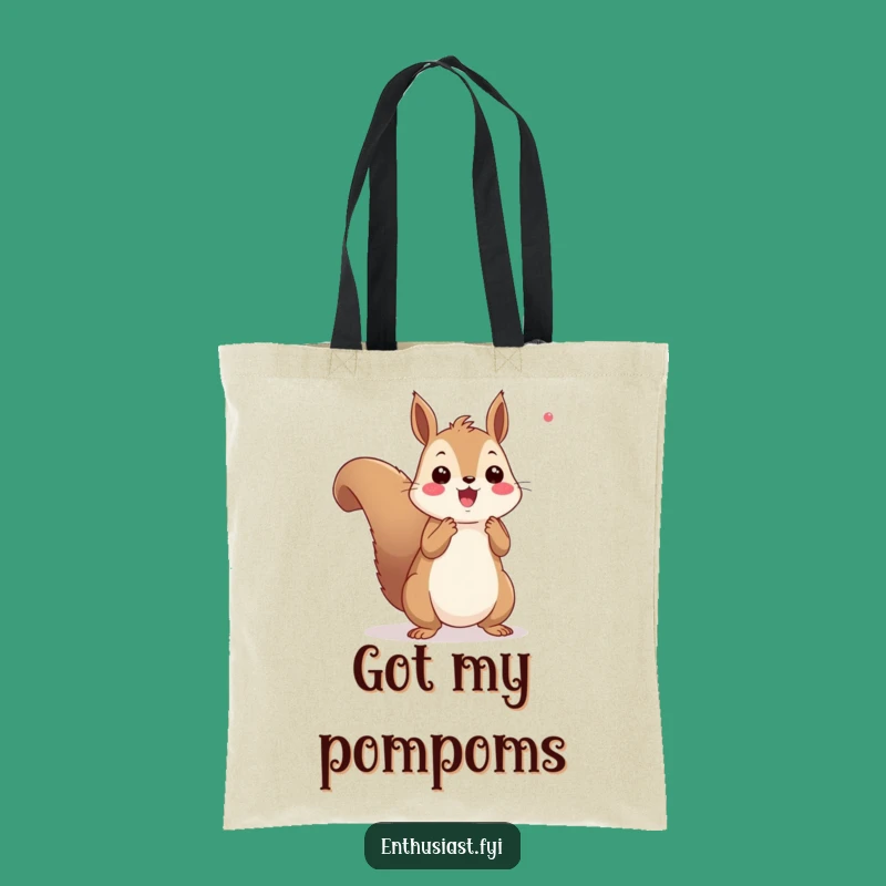 Funny Squirrel Pom-Pom Tote Bag: Carry Your Essentials with Cheerful Energy