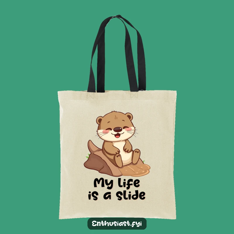 Funny Otter Slide Tote Bag: Joyful Play, Eco-Friendly, Whimsical Gift